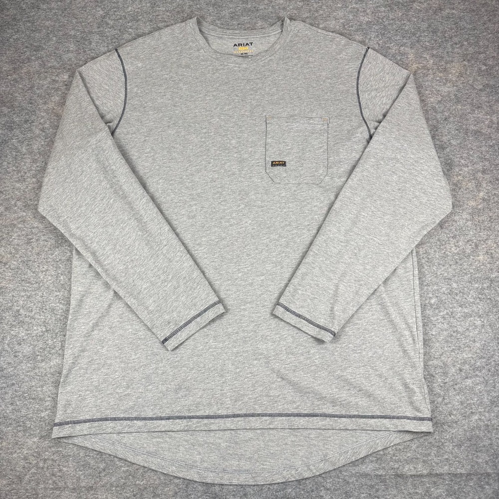 ARIAT Rebar Workman Shirt Long Sleeve Heather Gray Mens 2XL Tall 2XLT